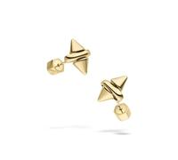 LIEBESKIND Berlin Spikes - Pendientes de acero inoxidable - IP oro - 1 cm - Cierre de ranura, impermeable y delicado con la piel
