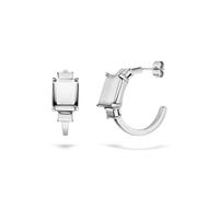 LIEBESKIND Berlin Steel Diamond - Pendientes de aro de acero inoxidable (2,8 cm), color plateado