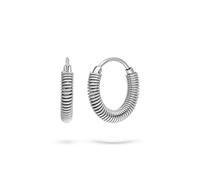 LIEBESKIND Berlin Twist - Pendientes de aro de acero inoxidable (1,7 cm, cierre de bisagra, resistente al agua y respetuoso con la piel), color plateado