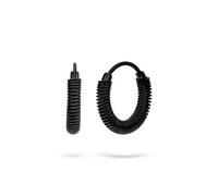 LIEBESKIND Berlin Twist - Pendientes de aro de acero inoxidable, color negro, 1,7 cm, cierre de bisagra, resistente al agua y delicado con la piel