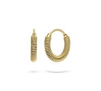 LIEBESKIND Berlin Twist - Pendientes de aro de acero inoxidable, oro IP, 1,7 cm, cierre de bisagra, resistente al agua y delicado con la piel