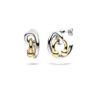 LIEBESKIND Berlin Urban Chic - Pendiente de acero inoxidable, bicolor, plata/oro IP, 2,4 cm, cierre de ranura, resistente al agua y respetuoso con la piel