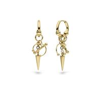 LIEBESKIND Berlin Urban Chic - Pendientes de aro de acero inoxidable, oro IP, 3,8 cm, cierre de bisagra, resistente al agua y respetuoso con la piel