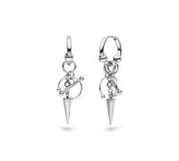 LIEBESKIND Berlin Urban Chic - Pendientes de aro de acero inoxidable - plata - 3,8 cm - cierre de bisagra - resistente al agua y delicado con la piel