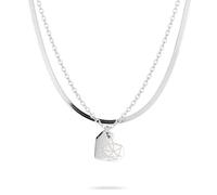 LIEBESKIND Juego de collar Berlin - Dos elegantes collares de acero inoxidable pulido - Plata - Cadena rolo ajustable hasta 45 cm - Resistente al agua y agradable para la piel