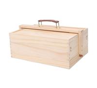 LiebeWH Caja de Almacenamiento de Herramientas para Artista de 3 Capas de Madera de Haya, con Asa de Cuero y Anillo de Cierre Metálico, para Organizador de Suministros de Arte