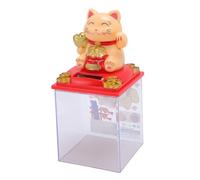 LiebeWH Estatua de la Fortuna de la Suerte con Brazo de Gato Que Agita Solar, Adorno de Feng Shui con Energía ABS en áreas de Luz para Riqueza y Suerte, Decoración Vibrante de Maneki Neko para el