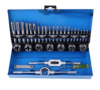 LiebeWH Juego de Machos y Matrices de Rosca Herramienta de Roscado de Acero de Aleación Kit de Roscado Métrico de 32 Piezas con Llave Ajustable Medidor de Paso de Tornillo para Maquinaria Metalúrgica