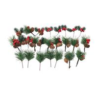 LiebeWH Selecciones Navideñas con Frutos Rojos para Arreglos Florales, Ramas de Pino Artificiales con Piñas, Ideales para Decoración Navideña y Coronas