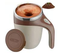 LiebeWH Taza de café con Agitación Automática Taza Mezcladora Eléctrica de Acero Inoxidable 304 380ML Diseño Magnético Automático con Tapa para Viajes en Casa Oficina Mezcla Fácil de Bebidas (BROWN)