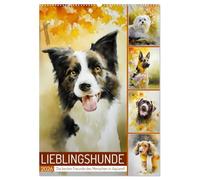 Lieblingshunde (Wandkalender 2026 DIN A2 hoch), CALVENDO Monatskalender: Die besten Freunde des Menschen in Aquarell