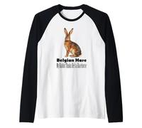 Liebre Belga Mi Conejo cree Que es un Caballo de Carreras Camiseta Manga Raglan