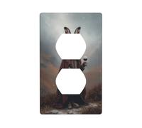 Liebre en las montañas brumosas de las montañas altas, cubierta decorativa para interruptor de luz, 1 banda, placa de pared para cocina, baño, tamaño 7 x 11,4 cm
