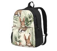 Liebre tras la hoja,Mochila con bolsillos, mochila informal para el día a día, resistente al agua, ideal para la escuela, viajes