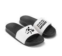 LIEBTASTISCH Chanclas de baño con texto en alemán "Aus dem Weg ich muss zum Aufguss - Funny Sauna-Schuhe mit Motiv - Saunalatschen für Männer & Frauen - Geschenk für Saunagänger, Negro , 44 EU