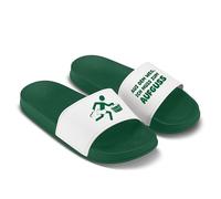 LIEBTASTISCH Chanclas de baño con texto en alemán "Aus dem Weg ich muss zum Aufguss - Funny Sauna-Schuhe mit Motiv - Saunalatschen für Männer & Frauen - Geschenk für Saunagänger, verde, 39 EU