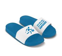 LIEBTASTISCH Chanclas de baño con texto en alemán "Aus dem Weg ich muss zum Aufguss - Funny Sauna-Schuhe mit Motiv - Saunalatschen für Männer & Frauen - Geschenk für Saunagänger, azul real, 45 EU