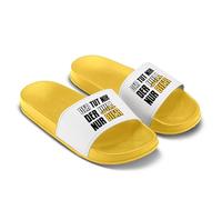 LIEBTASTISCH Chanclas de baño - Soy un hombre sencillo, me gusta la cerveza y la sauna - Regalo para los amantes de la sauna - A juego con el set de regalo, amarillo, 42 EU