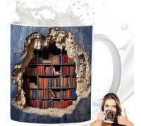 Liekadijiae 3D Librería Taza, Taza de Estantería de Biblioteca 3D, Creative Room Design Multipurpose Coffee Mug, Taza de Estantería 3D, Taza de Café de Multiusos con Diseño de Espacio Creativo