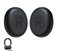 Liekadijiae Almohadillas para auriculares 1 par, para Jabra Elite 45h, Evolve2 65 Uc、Evolve2 40 ms, almohadillas de repuesto 1 par con cuero proteínico, negro, almohadillas de repuesto para