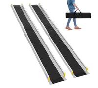 LIEKUMM 2 rampas de acceso para silla de ruedas de 105-183 cm, capacidad de carga de 300 kg, rampa para silla de ruedas para casa, escalones, bordillos, resistente rampa telescópica para sillas de