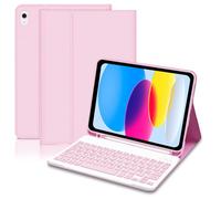 Lielax para iPad 10 Gen 2022, teclado extraíble Bluetooth, funda con soporte para lápices, color rosa