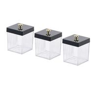 Liemuao - Caja de algodón con tapa, dispensador para sellos de algodón, caja de almacenamiento transparente, maquillaje de baño para sellos cosméticos de algodón, A-3 unidades, 1