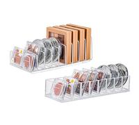 Liemuao - Caja de almacenamiento transparente para maquillaje, organizador de paleta cosmética con 8 compartimentos, acrílico, almacenamiento para maquillaje y palets para polvos y peluqueros,