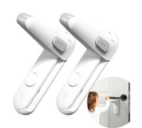 Liemuao - Cerraduras de palanca de puerta para niños y petproof, cerradura de palanca de puerta a prueba de niños, cerraduras de manija de puerta para niños pequeños adhesivo 3M (blanco)