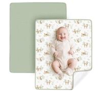 Liemuao - Juego de 2 colchones para pañales portátiles, 75 x 60 cm para cambiar pañales impermeables para bebés, cuidado y cojín para colchón de cama, reutilizable, algodón, para casa, viajes y