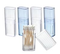 Liemuao - Juego de 4 cajas de almacenamiento portátiles para hisopos, mini caja de algodón, varilla de viaje, soporte de algodón con tapa para Cottonswab, diadema para el pelo curado, transparente, 1