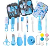 Liemuao Kit de cuidado de bebé, compacto y portátil, kit completo de 16 accesorios, incluyendo termómetros, cortaúñas, cepillo, neceser de aseo para bebé para viajes y casa de niño