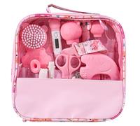 Liemuao Kit de cuidado de bebé nacimiento, Kit de 15 accesorios, incluyendo cepillo de cabello, termómetro digital, termómetro de baño, pequeño cortador de uñas, neceser de aseo para bebé para viaje
