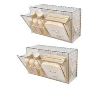 Liemuao - Organizador de maquillaje de algodón, caja de sellos de algodón para pared, dispensador de algodón con 2 compartimentos para sellos desmaquillantes, cosméticos, cuarto de baño, transparente,