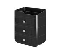 Liemuao - Organizador de maquillaje grande, color negro, soporte para pinceles de maquillaje, organizador con 3 cajones para cosméticos y joyas para tocador, cuarto de baño, dormitorio, c, 1