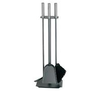 Lienbacher Juego de utensilios para chimenea (3 pzs., Con asas de acero inoxidable, Antracita, Altura: 62 cm)