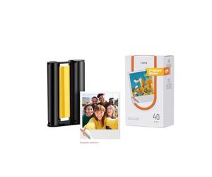 Liene Amber M110 & M210 Adhesivo Original : 40 Hojas de Papel Fotográfico Cuadrado 7,7 cm + 1 Cinta, Adhesivo Instantáneo, Resistente al Agua y las Huellas, Compatible Exclusivamente con DHP514/DHP515