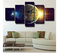 Lienzo 5 Cuadros - Brillante Planeta Tierra - Cuadro Sobre Lienzo - Imagen Impresión En Lienzo- Cuadro Decoración Moderno Para Salón O Dormitorio - Sin Marco 200 X 100 Cm