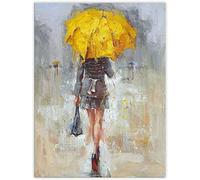 Lienzo Abstracto Arte De Pared Un Paseo Lluvioso Chica Con Paraguas Amarillo Pintura Al óLeo Cuadros De Mujer Obra De Arte Moderna Decoracion Del Hogar Sala De Estar Dormitorio Sin Marco 40×50cm