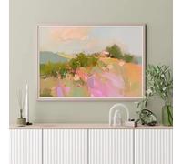 Lienzo abstracto con paisaje colorido pastel, primavera, verano, campo de flores, impresión artística para pared, decoración del hogar (50 x 70 cm, sin marco)