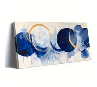 Lienzo abstracto de acuarela azul marino, impresión artística moderna, decoración para sala de estar, dormitorio, baño, cafetería, póster de arte de pared enmarcado (60 x 120 cm)
