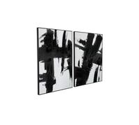 Lienzo abstracto en blanco y negro para pared, juego de 2 piezas de 61 x 91 cm, enmarcadas a mano, geométricas, perfectas para decoración elegante de sala de estar u oficina