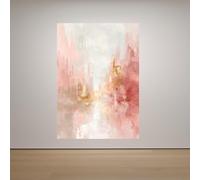 Lienzo abstracto en rosa suave, dorado y ruborizado, impresiones abstractas modernas en tonos pastel para decoración del hogar y sala de estar (70 x 100 cm/marco interior)