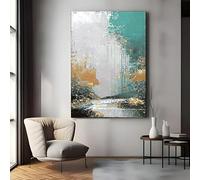 Lienzo abstracto enmarcado para pared, impresión de gran tamaño, ideal para decorar la sala de estar (80 x 125 cm, marco negro)