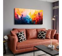 Lienzo abstracto grande enmarcado con impresión artística para pared, pintura colorida con diseño de hojas, perfecto para sala de estar, dormitorio, oficina, decoración de pared (35 x 65 cm)