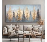 Lienzo abstracto grande para pared pintura de bosque decoración de pared imagen contemporánea obra de arte para sala de estar decoración moderna del hogar (80 x 160 cm sin marco)