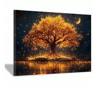 Lienzo abstracto moderno con paisaje de árbol de la vida, arte de pared, póster retro de grafiti de árbol, cuadros impresos para sala de estar (40 x 60 cm/marco interior)