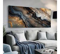 Lienzo abstracto moderno de mármol líquido, arte de pared con impresiones en negro, azul, dorado y blanco, pósteres con remolinos, obras de arte para decoración del hogar (40 x 80 cm, sin marco)