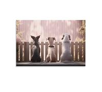 Lienzo abstracto para perro, arte de pared de madera floral natural, pósteres de animales, decoración de pared, arte para el hogar, habitación