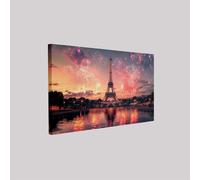Lienzo arte de pared Ciudad de la Torre Eiffel 60 x 40 cm Estilo De Dibujos Animados impresión sobre canvas cuadro decorativo baño dormitorio cocina hotel restaurante